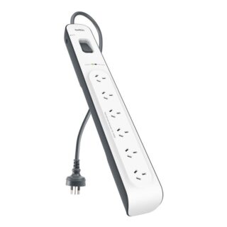 Belkin SurgeMaster 6-Outlet Surge Protection Strip with 2M Power Cord - White/Grey (BSV603au2M)