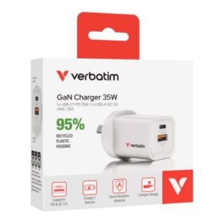 **ON SPECIAL** Verbatim 3 Port 65 Watt Portable GaN charger