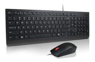 Lenovo Universal Wired USB Keyboard Mouse Combo Adjustable Tilt Leg Spill Resistant Copilot Keyboard 1600 DPI Optical Sensor Mouse Plug  Play 1.8m
