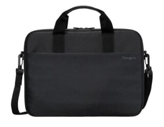 Targus 15"-16" Intellect® Slim Briefcase Zippered padded front pocket Removable adjustable shoulder strap carry handles water-resistant fabric Black