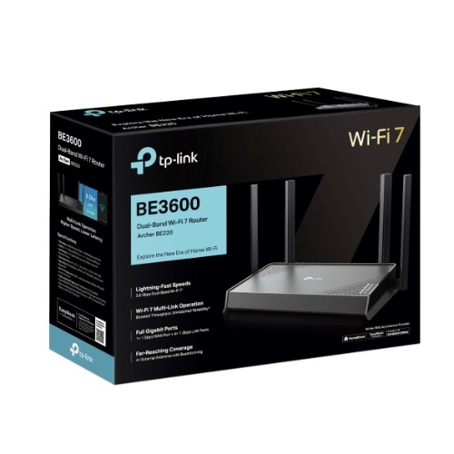 TP-Link Archer BE220 BE3600 Dual-Band Wi-Fi 7 Router(WIFI7) 688Mbps 2.4 GHz + 2882 Mbps 5 GHz