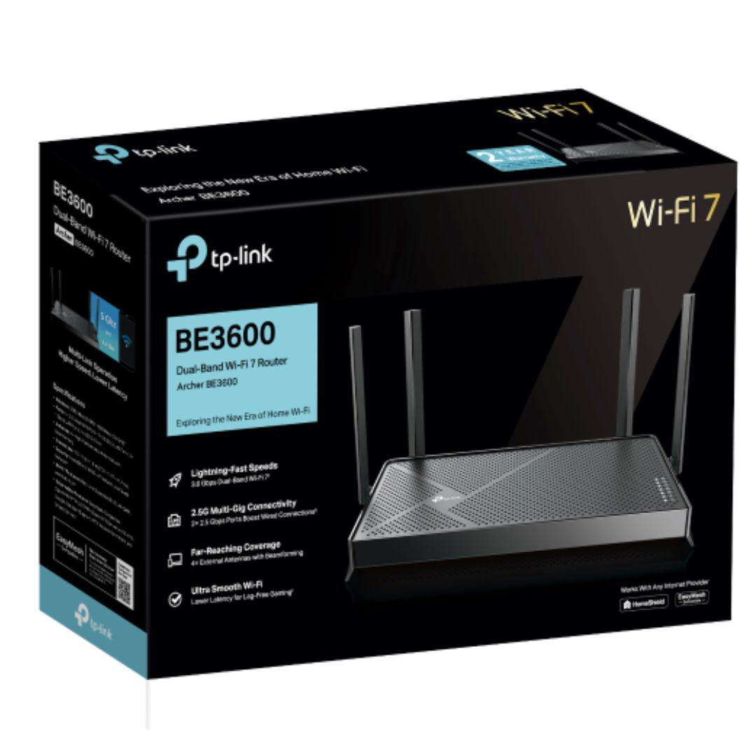 TP-Link Archer BE3600 BE3600 Dual-Band Wi-Fi 7 Router (WIFI7) 1148 Mbps at 2.4 GHz + 4804 Mbps at 5 GHz