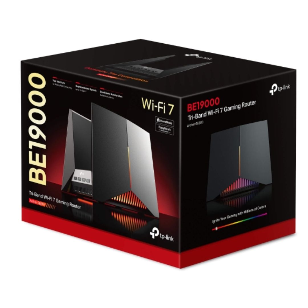 TP-Link Archer GE800 BE19000 Tri-Band Wi-Fi 7 Gaming Router (WIFI7) 1376 Mbps at 2.4 GHz + 5760 Mbps at 5 GHz + 11520 Mbps at 6 GHz