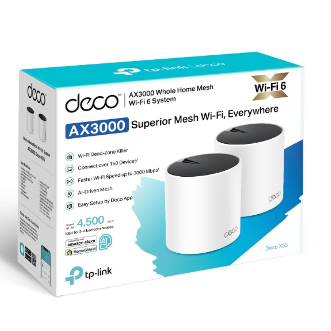 TP-Link Deco X55(2-pack) AX3000 Whole Home Mesh WiFi 6 Router