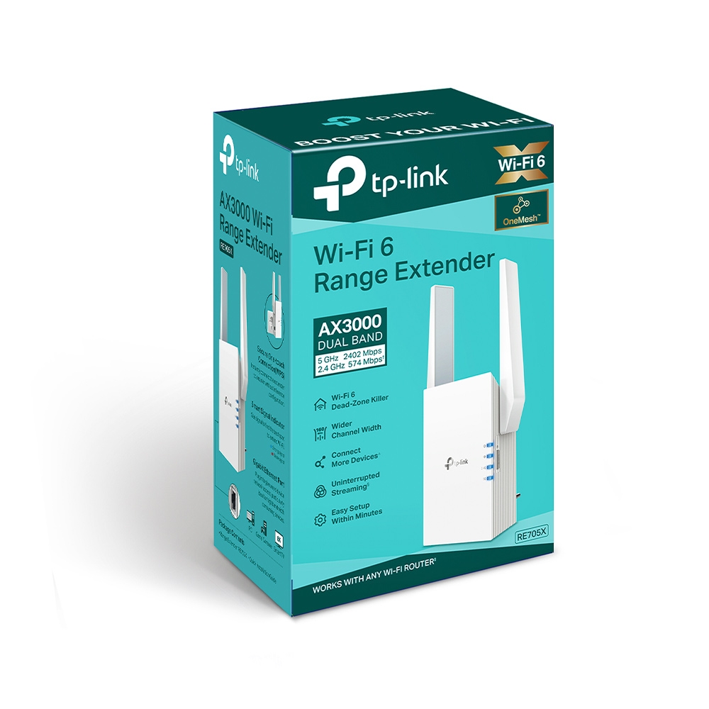 TP-Link RE705X AX3000 Mesh WiFi 6 Extender 574Mbps@2.4GHz 2402Mbps@5GHz