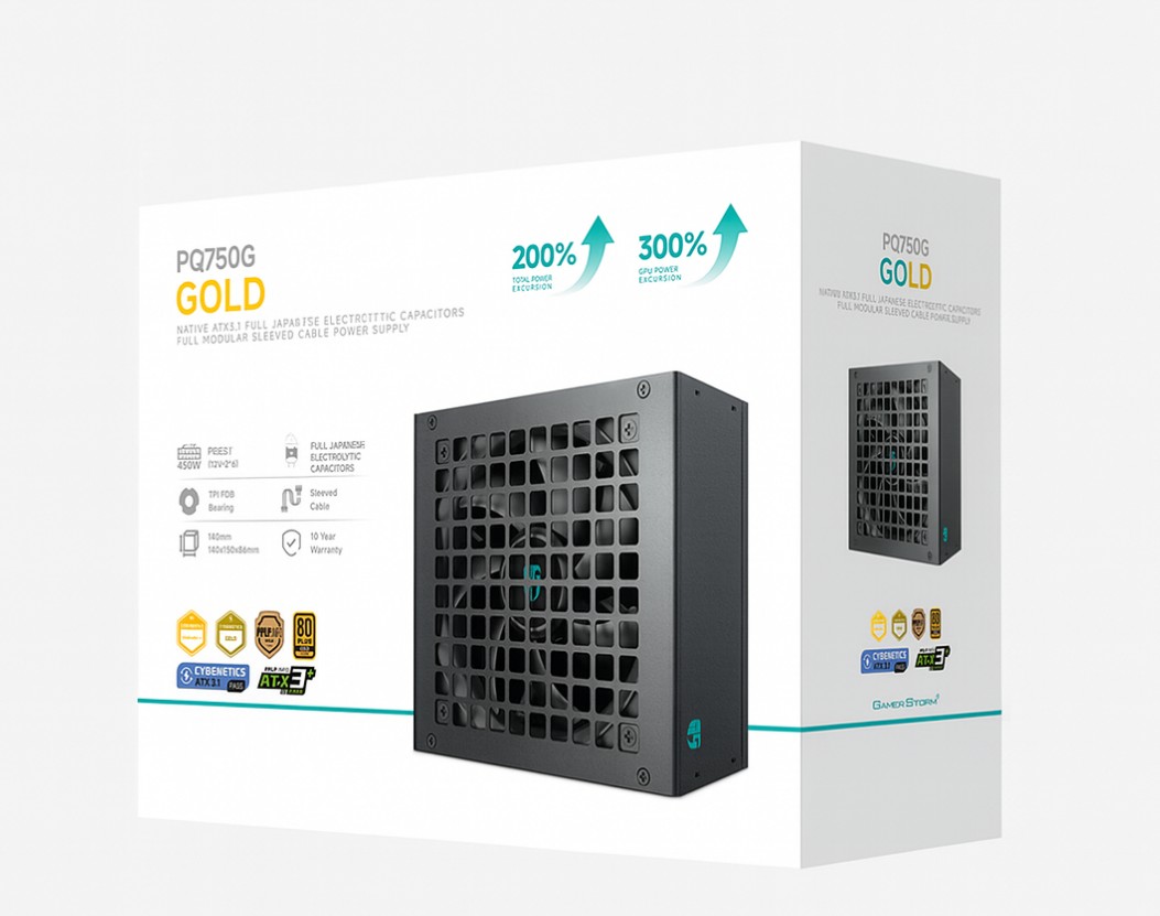 DeepCool PQ750G 750W Gamer Storm 80+ Gold/Cybenetics Fully Modular ATX Power Supply 120mm Fan