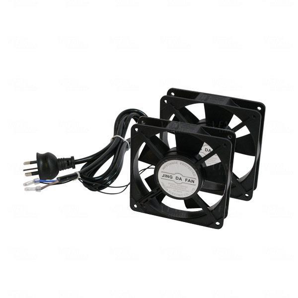 LDR 2 Way Fan Kit - 2x Fans - Black - For Installation in LDR Hinged Single Section Racks