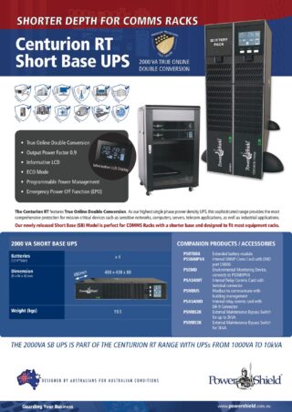 PowerShield Centurion RT 2000VA/1800W Short Base - 10Amp