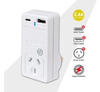 Sansai USB C + A 2xUSB charging Outlets Power Adaptor 240V 10A Power status indicator Wall Charger