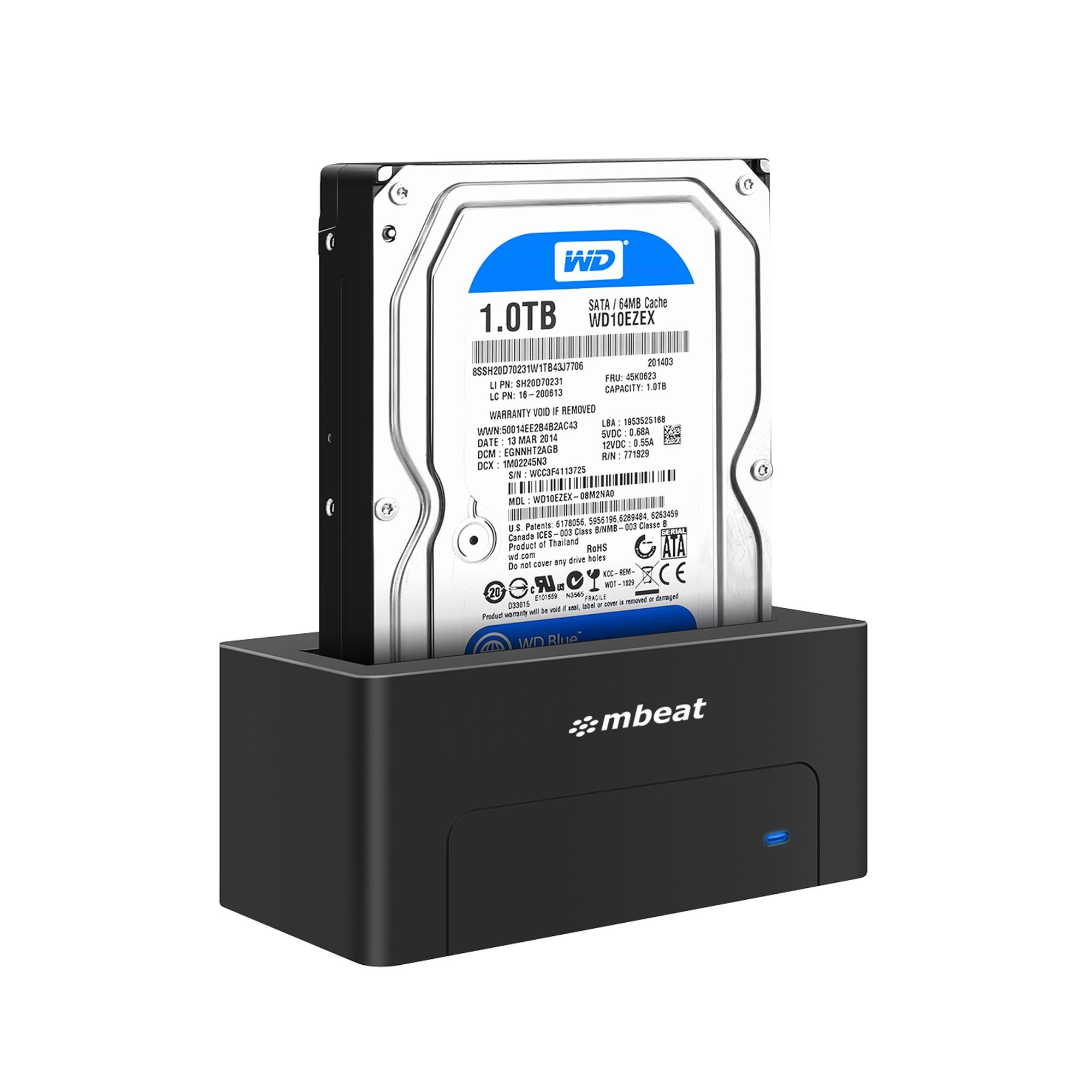 mbeat® D1 USB 3.0 3.5" 2.5" SATA HDD Docking Station - Black Product Weight: 250g HDD Capacity: Max. 20TB Data Speed: Max. 5Gbps