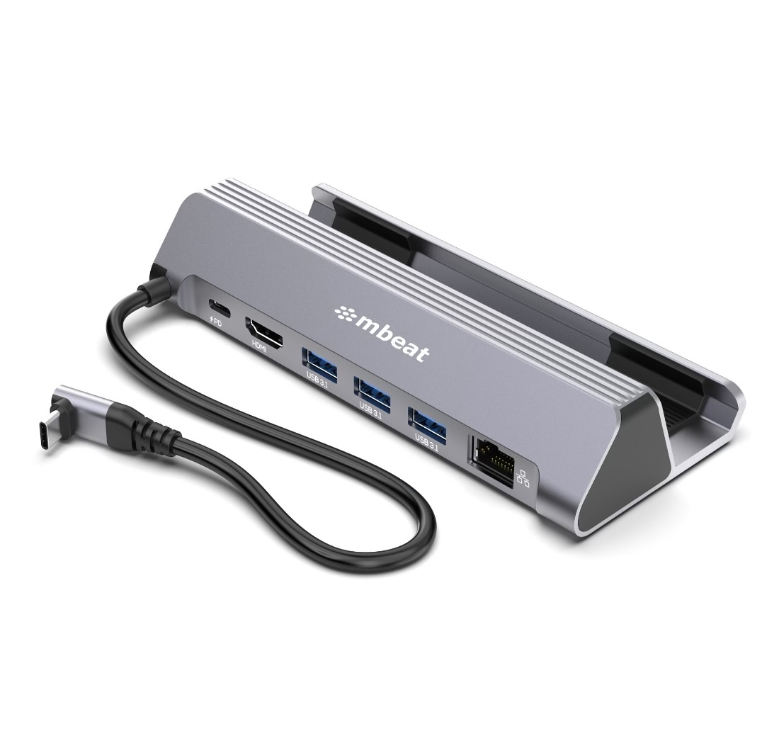 mbeat® USB-C Gaming Dock for Steam Deck ROG Ally 100W PD pass-through 4K@60Hz (3840 × 2160) Gigabit Ethernet up to 10/100/1000Mbps 5Gbps data