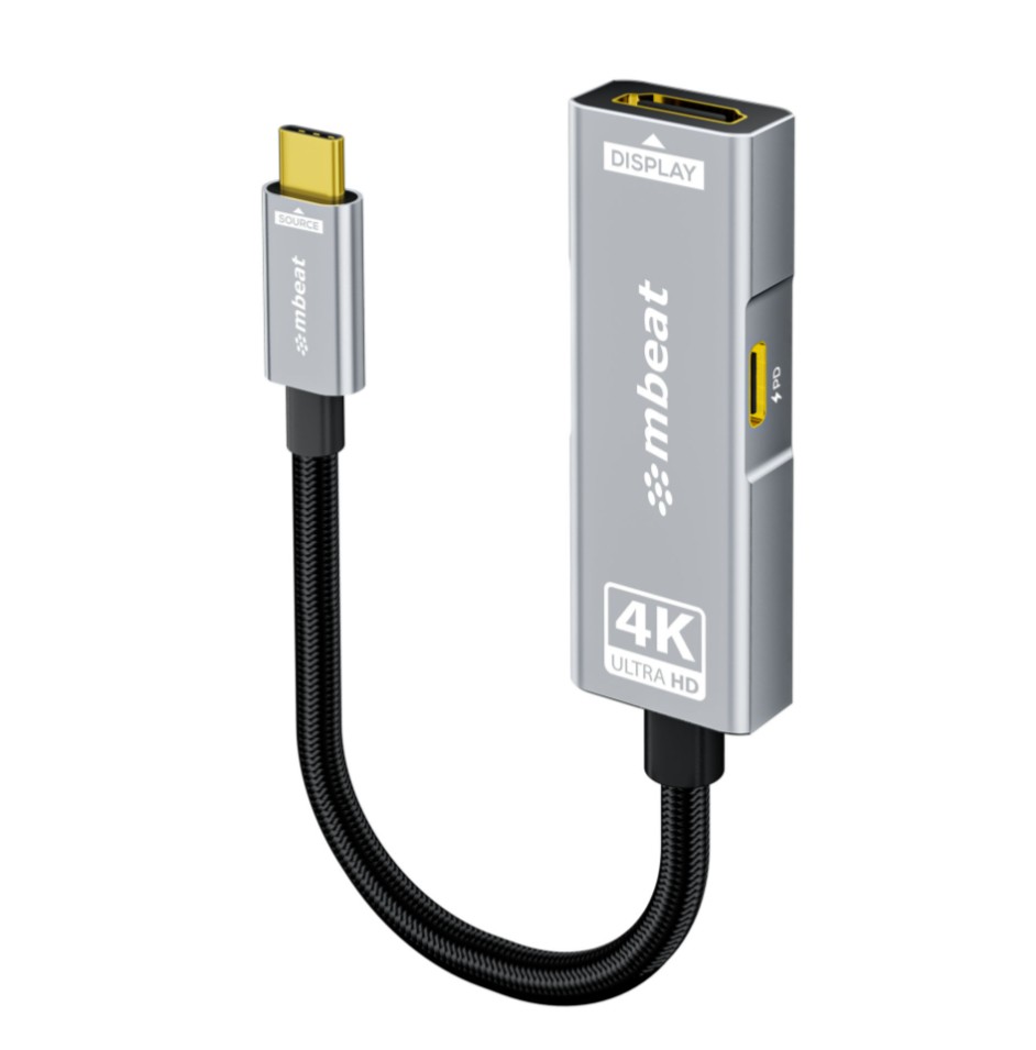 mbeat® Tough Link USB-C to HDMI Adapter with 100W PD - Space Grey 5V-20V/5A