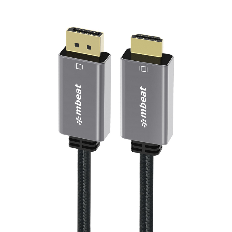 mbeat® Tough Link 1.8m 4K/60Hz Display Port to HDMI Cable - Connects DisplayPort to HDMI 4K@60Hz (3840×2160)