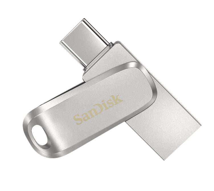 SanDisk 512GB Ultra Dual Drive Luxe USB-C USB-A Flash Drive Memory Stick 150MB/s USB3.1 Type-C Swivel for Android Smartphones Tablets Macs PCs