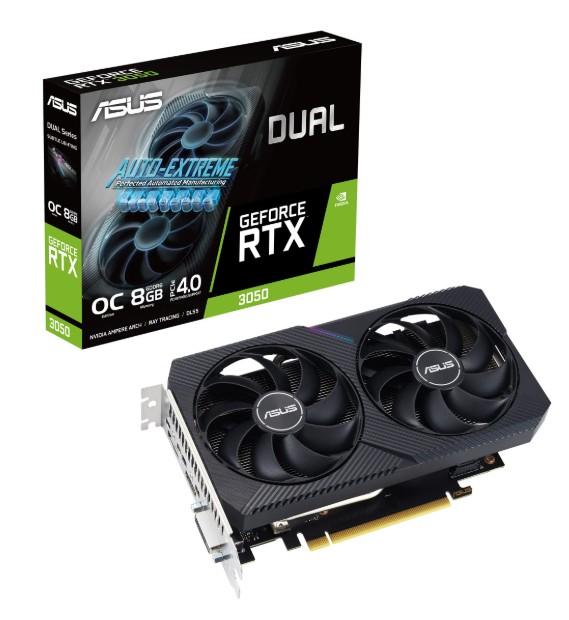 ASUS nVidia GeForce DUAL-RTX3050-8G-V2 RTX 3050 V2 8GB GDDR6 1777 MHz Boost Clock