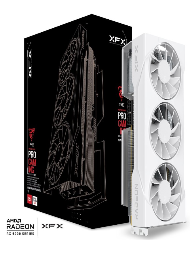 XFX Swift AMD Radeon RX 9070GRE White Triple Fan Gaming Edition with 12GB GDDR6 HDMI 3xDP