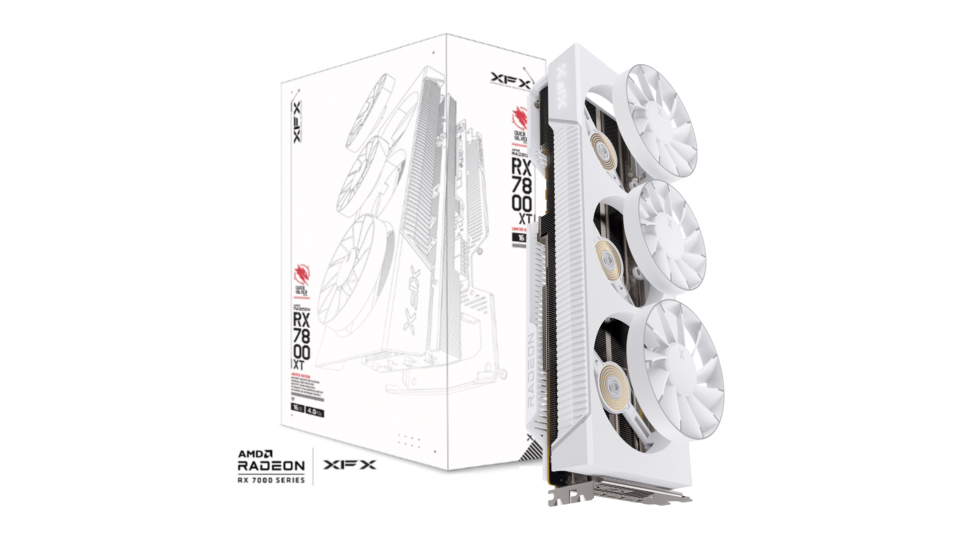 XFX Mercury AMD Radeon RX 9070XT OC White Magnetic Air Edition with RGB 16GB GDDR6 HDMI 3xDP