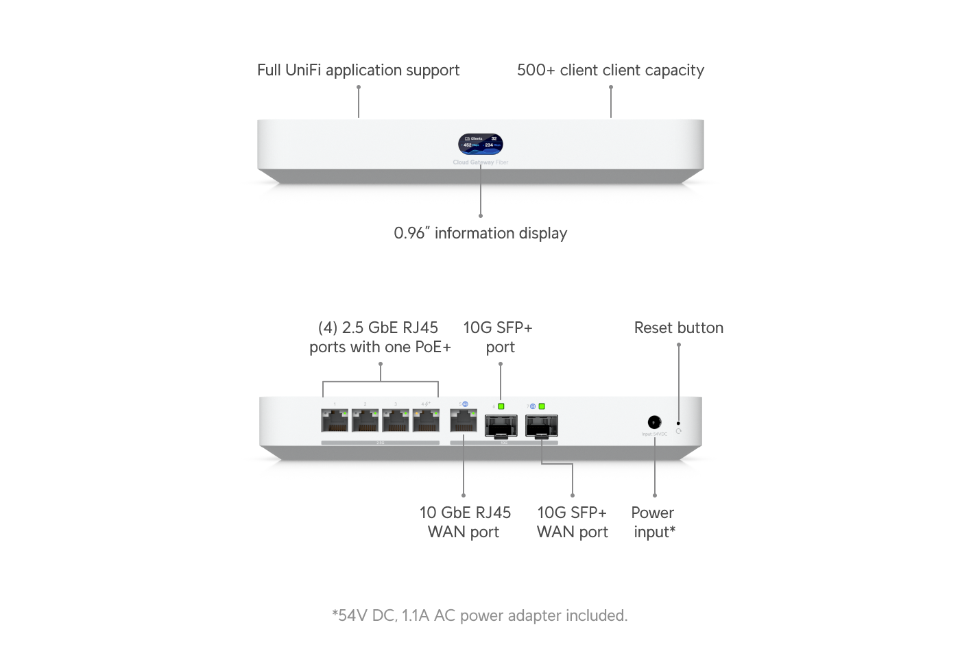 Ubiquiti Cloud Gateway Fiber,UCG-Fiber, Desktop 10G Cloud Gateway,Integrated PoE Switch,Selectable NVR Storage,Full UniFi Application Support - Image 2