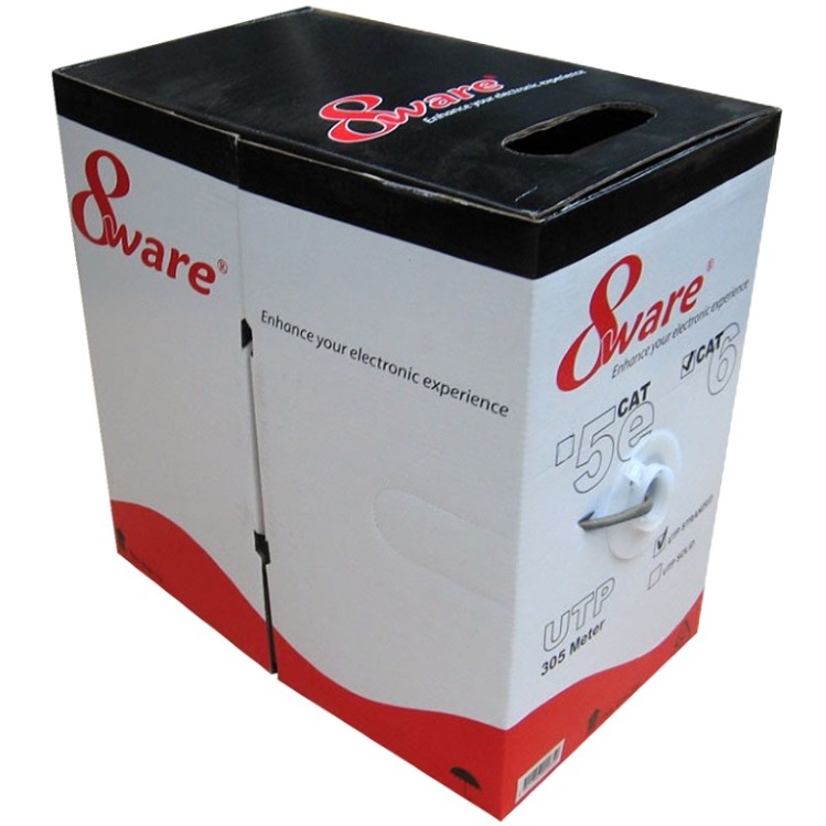 8ware CAT6 UTP Cable 305m Roll - Grey White Full 0.55mm Copper UTP Solid Ethernet LAN Network 23AWG 0.55cu 2x4p pvc Jacket