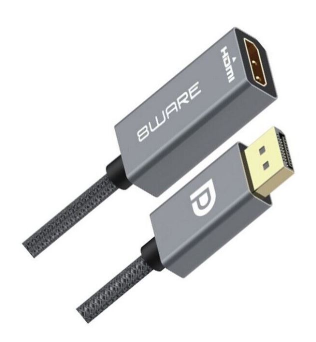 8ware DisplayPort DP to HDMI Adapter Converter Cable 15cm - Male to Female 1080P Gold-Plated for PC/Laptop to HDTVs Projectors Displays Retail Pack - Image 2