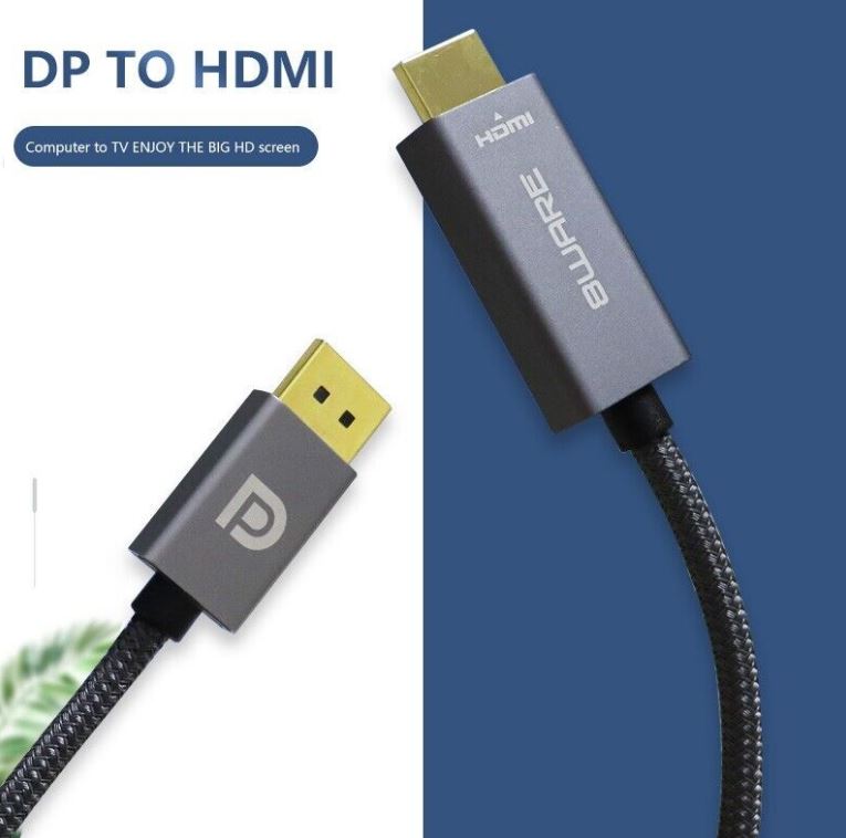 8ware DisplayPort DP to HDMI Adapter Converter Cable 15cm - Male to Female 1080P Gold-Plated for PC/Laptop to HDTVs Projectors Displays Retail Pack - Image 3