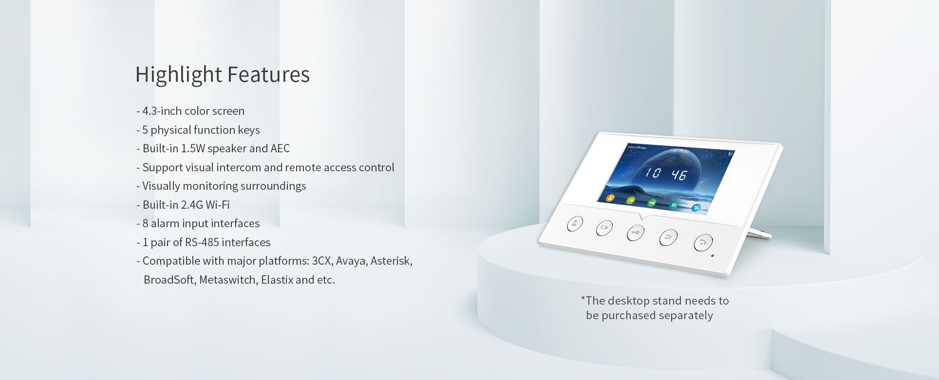 Fanvil i51W Indoor SIP Station, 4 SIP Lines, 5 Buttons, PoE, 4.3" Colour Screen, Linux, ONVIF, 2Yr Warranty - Image 8