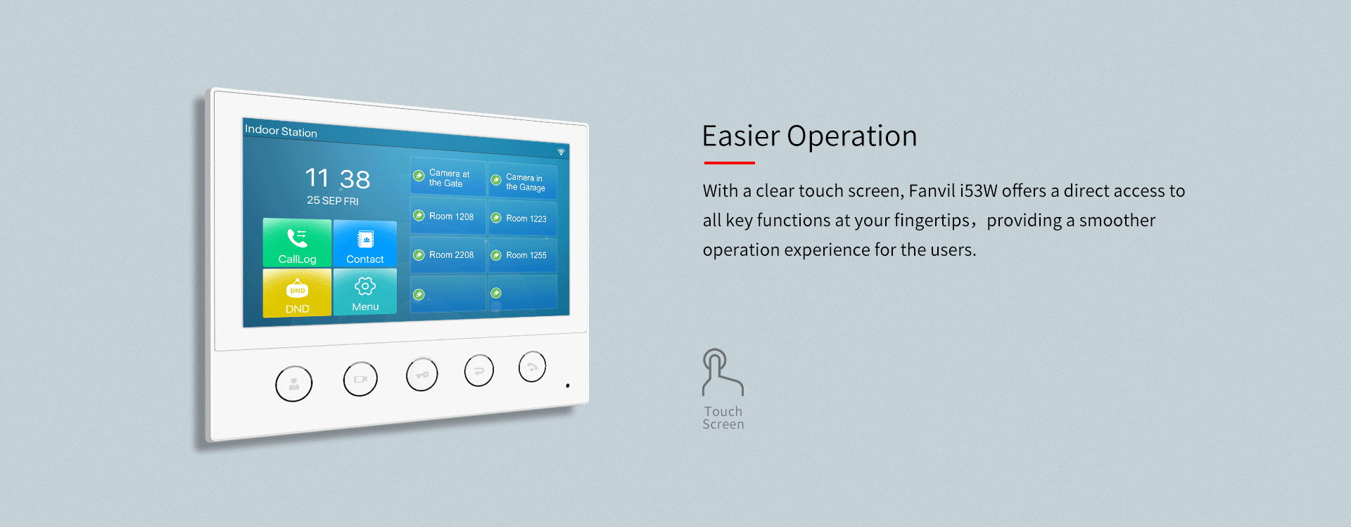 Fanvil i53W Indoor SIP Station, 6 SIP Lines, 5 Buttons, PoE, 7" Colour Touch Screen, Linux, ONVIF, 2Yr Warranty - Image 4