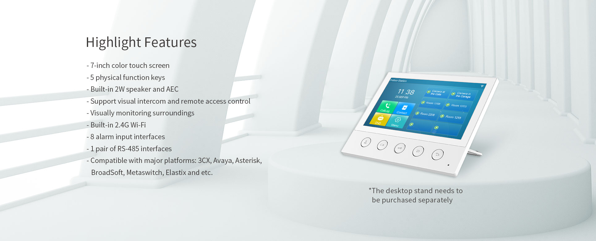 Fanvil i53W Indoor SIP Station, 6 SIP Lines, 5 Buttons, PoE, 7" Colour Touch Screen, Linux, ONVIF, 2Yr Warranty - Image 9