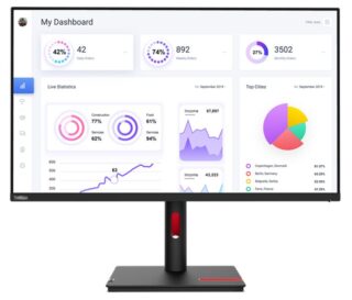 LENOVO ThinkVision T32p-30 31.5"/32" UHD Monitor IPS 4K 3840x2160 16:9 Height Adjustable Tilt Swivel Pivot DP HDMI USB-C Hub 90W PD RJ45 4xUSB3 VESA