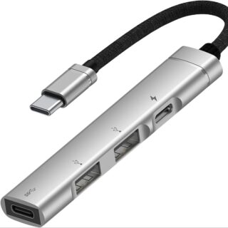 USP Multiport 4-in-1 Dual USB-C Dual USB-A Hub - Silver