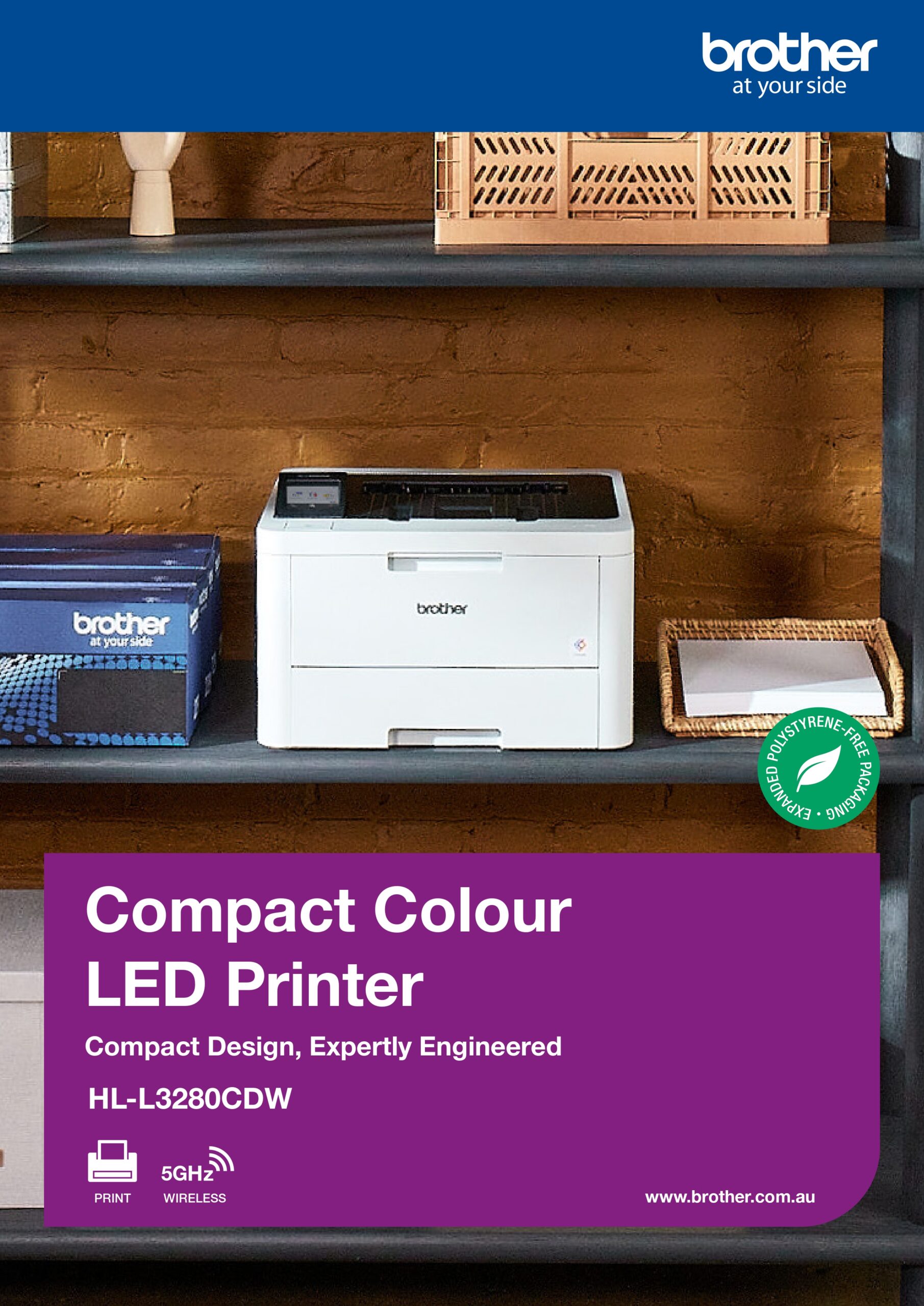 Brother HL-L3280CDW Compact Colour Laser Printer with Print speeds of Up to 26 ppm, 2-Sided Printing, Wired Wireless networking, 2.7” Touch Screen - Image 2