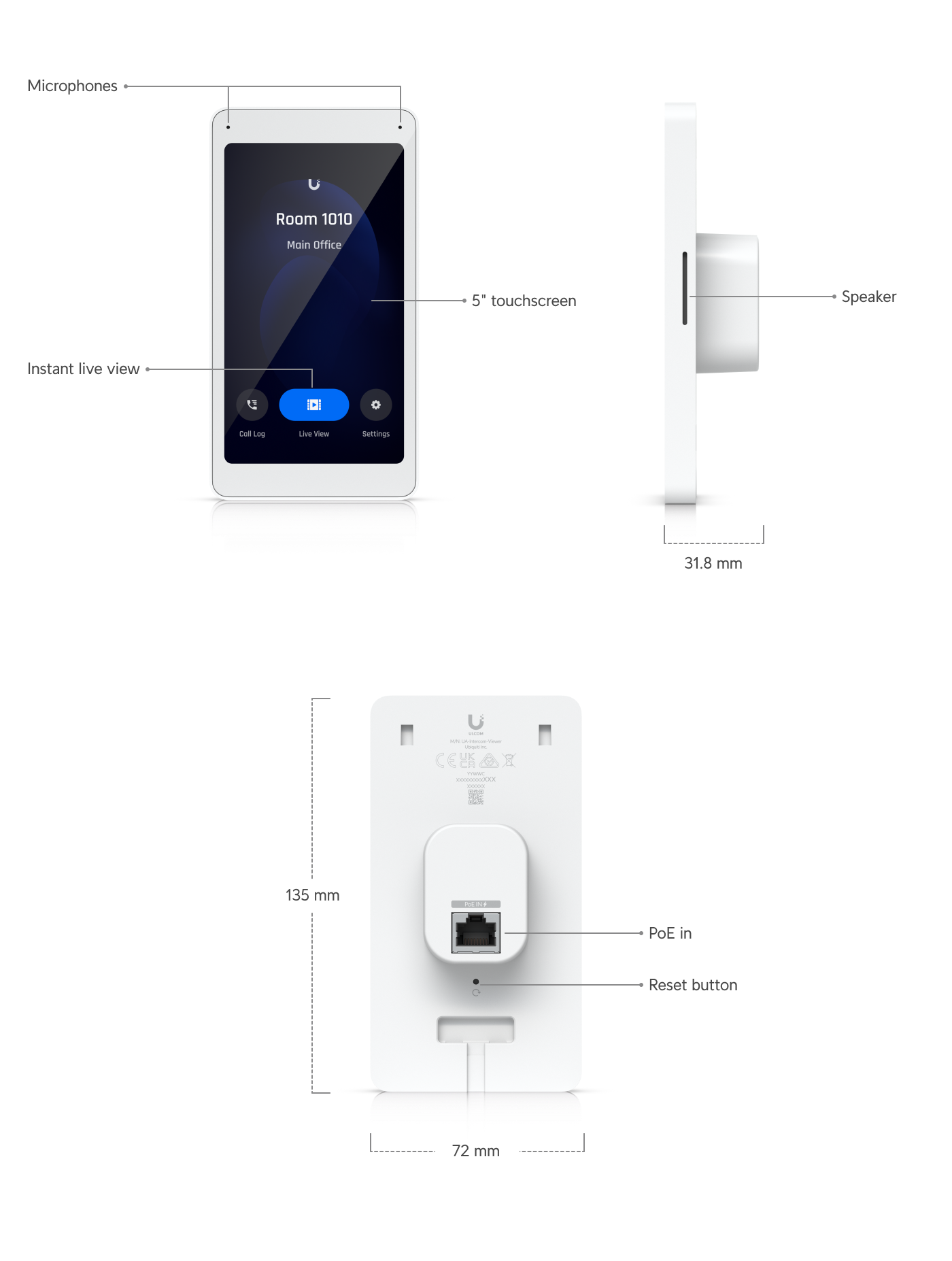Ubiquiti Intercom Viewer, Display Pair With Access Intercom For Visitor Screening Remote Access Control, Allow Multiple Location, PoE - Image 2