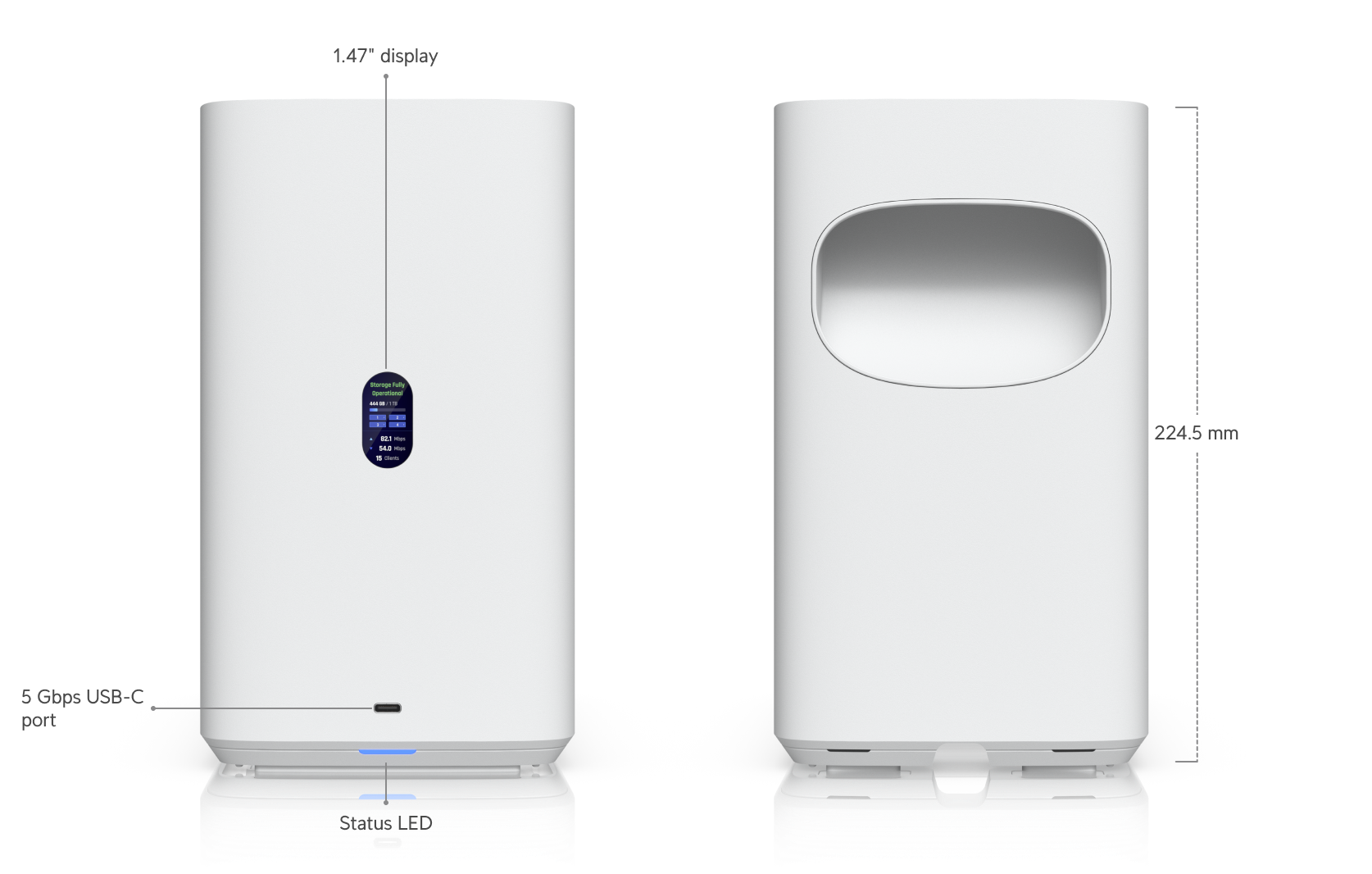 Ubiquiti UNAS 4, White, UniFi Network Storage (4)2.5/3.5" HDD Bays,(2)M.2 NVMe SSD Cach Slot,2.5 GbE, USB-C Connect, PoE+++ Adapter, Compact Footprint - Image 2